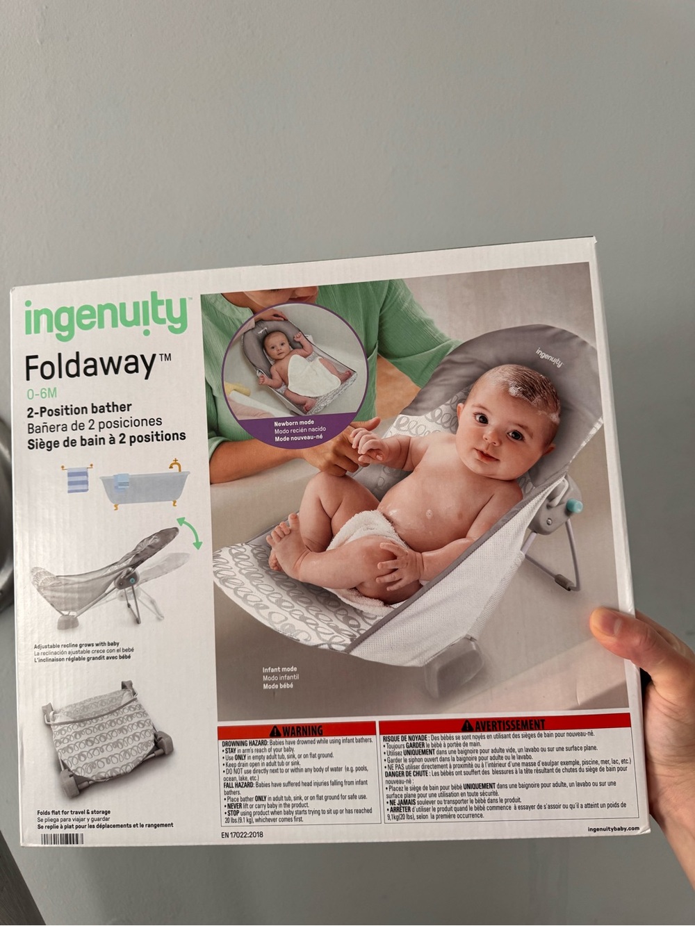 Ingenuity Foldaway Baby Bather - Gray
